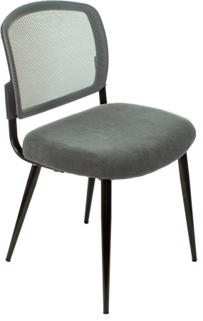 Стул для кухни KF-8_2 комплект 2шт сетка/ткань серый металл черный на ножках (KF-8/GREY_2) (Серый)