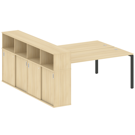 Рабочая станция с опорным шкафом-купе Metal System Style БП.РС-СШК-4.5 2210x2332x1098 (Акация/Антрацит металл)