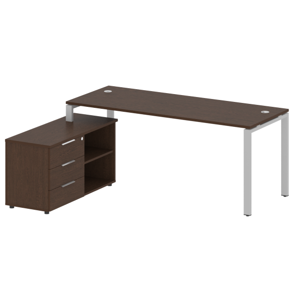 Рабочая станция с опорной тумбой левая Metal System Style БП.РС-СТС-2.5 Л 1900x1520x750 (Венге Цаво/Серый металл)