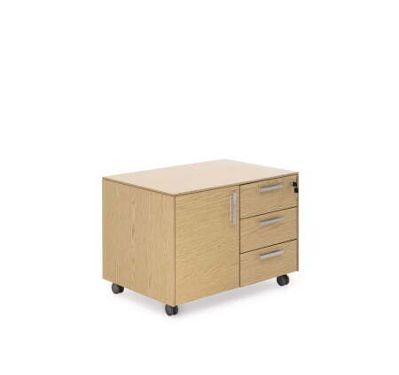 EXE Тумба 3 ящика, 1 дверь (Дуб Светлый/Хром)