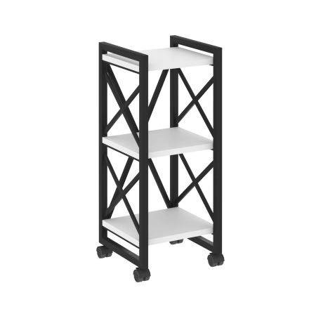 Стеллаж на колесных опорах-3 полки VR.L-MST.K-3.4 400x400x968 (Белый Бриллиант/Черный металл)