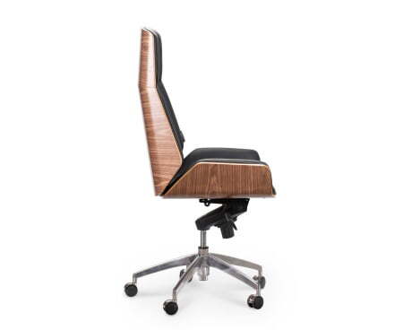 Кресло офисное / Патио / черная кожа / алюминиевая крестовина (Черный)