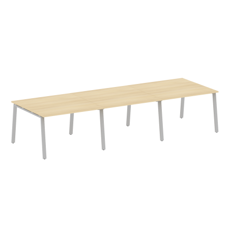 Стол для переговоров (3 столешницы) на А-образном м/к Metal System Style БА.ПРГ-3.2 3600x1235x750 (Акация/Серый металл)