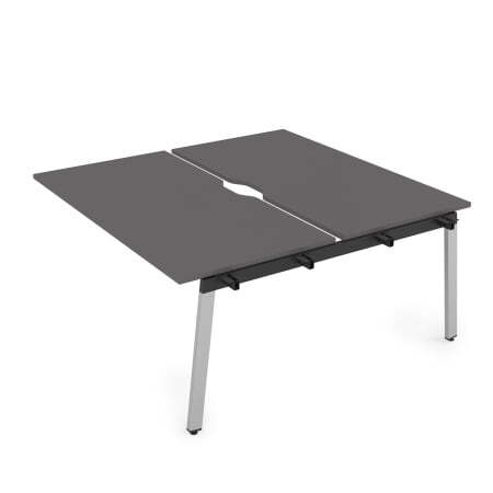 10БДСВ.268 Стол системы Бенч с вырезом, сдвоенный, на 2 рабочих места - средний (1200x1235x750) (Graphit/Алюминий матовый металл)