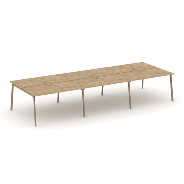 Рабочая станция 6 мест ES.D.RS-6.3-LP (4140х1500х750) (Тиквуд Светлый/Металл Латте)