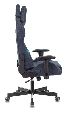 Кресло игровое Zombie VIKING KNIGHT Fabric синий Light-27 с подголов. крестов. металл (Синий)