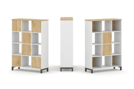 Набор стеллажа 1 сторонний, 4 яруса SN.NS-431 (1121х400х1615) (Белый/Тиквуд Светлый/Металл Антрацит)