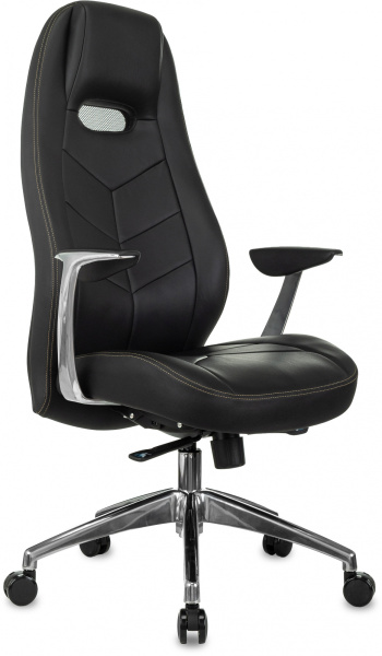 Кресло руководителя _Zen черный кожа крестов. алюминий (Черный)