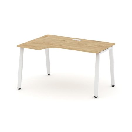 Стол рабочий эргономичный SN-6A.SPA-011(L) (1380х700/980х750) (Тиквуд Светлый/Металл Белый)