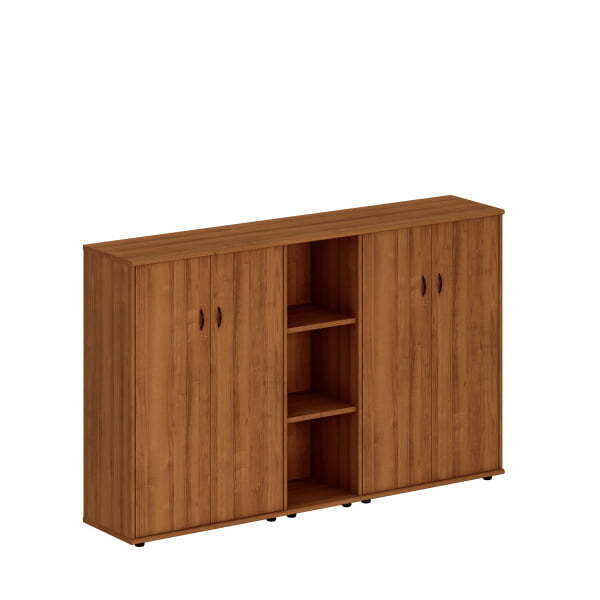 Шкаф средний (закрытый + стеллаж узкий + закрытый) Престиж Исп.26 2200x460x1360 (Темный орех)