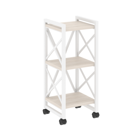 Стеллаж на колесных опорах-3 полки VR.L-MST.K-3.4 400x400x968 (Денвер Светлый/Белый металл)