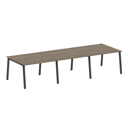 Стол для переговоров (3 столешницы) на А-образном м/к Metal System Style БА.ПРГ-3.2 3600x1235x750 (Вяз/Антрацит металл)