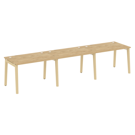 Рабочая станция на деревянных опорах Onix Wood OW.RS-3.2.8 3540x800x750 (Тиквуд Светлый/Дуб Светлый)