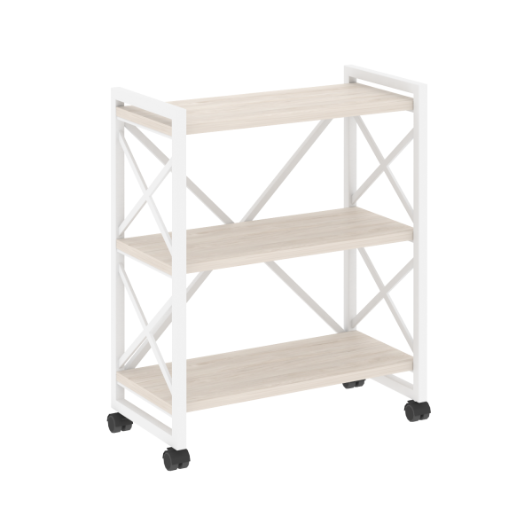 Стеллаж на колесных опорах-3 полки VR.L-MST.K-3.8 800x400x968 (Денвер Светлый/Белый металл)