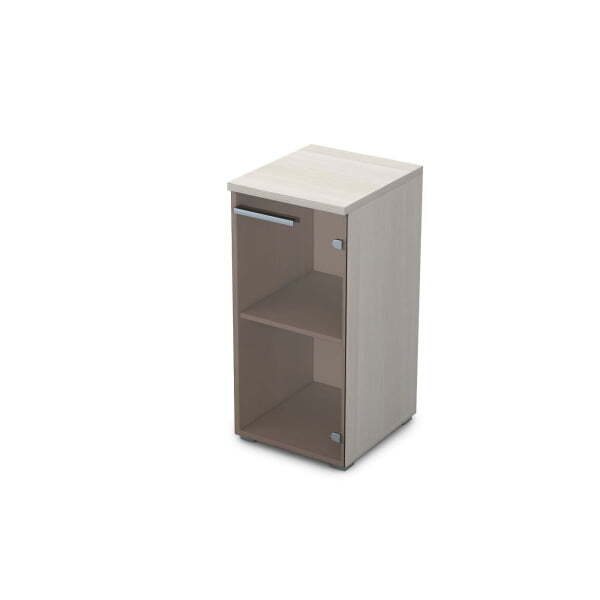 9П.023.2 Пенал низкий со стеклом (400x450x845) (Ivory)