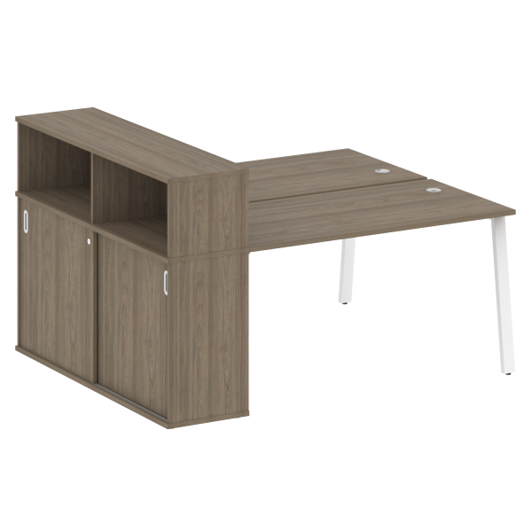 Рабочая станция с шкафом-купе на А-образном м/к Metal System Style БА.РС-СШК-2.3 Т 1810x1475x1098 (Вяз/Белый металл)