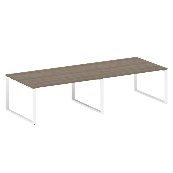 Переговорный стол 2 столешницы Metal System Style БО.ПРГ-2.4 3200x1235x750 (Вяз/Белый металл)