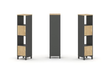 Набор стеллажа 1 сторонний, 4 яруса SN.NS-411 (387х400х1615) (Антрацит/Тиквуд Светлый/Металл Антрацит)