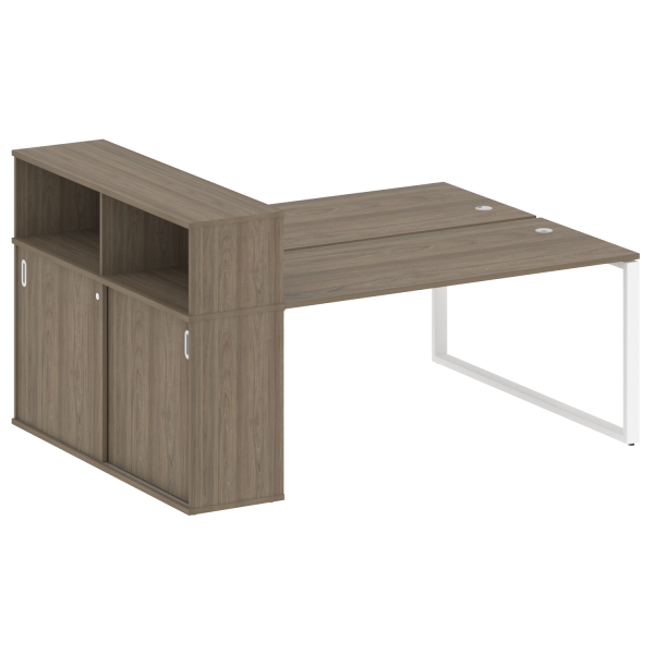 Рабочая станция с шкафом-купе на О-образном м/к Metal System Style БО.РС-СШК-2.4 Т 2010x1475x1098 (Вяз/Белый металл)