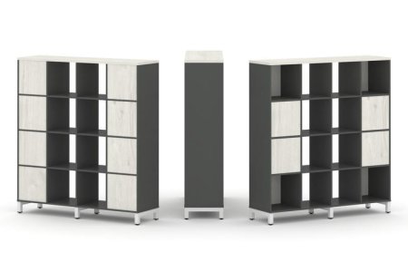 Набор стеллажа 1 сторонний, 4 яруса SN.NS-441 (1488х400х1615) (Антрацит/Дуб Наварра/Металл Белый)