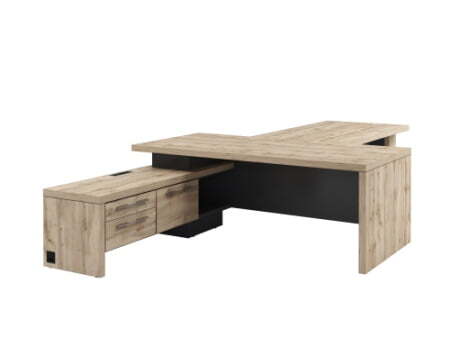 Стол руководителя с блоком розеток Torston Т-920Л.1000 2000x3700x750 (Дуб Вотан/Антрацит)