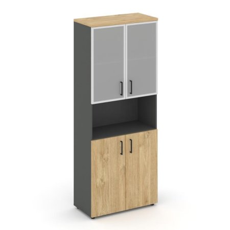 Шкаф высокий широкий SN.STS.E-106 (796х400х1982) (Антрацит/Тиквуд Светлый/Сатин)