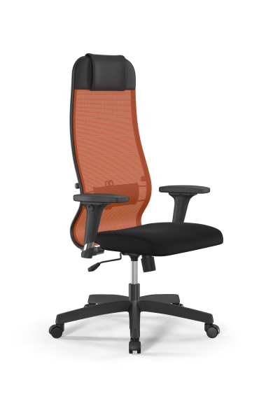 Кресло для руководителя Метта Sit 10 B1-111D - X2+UMF(X1) /Ub00/Wh00/D02P(M09.B02.G15.W01) (Черный | Оранжевый)