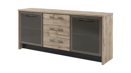 Тумба с 2 дверьми в профиле и 3 ящиками Т-13-05 2200х520х970 (Дуб Вотан/Антрацит)