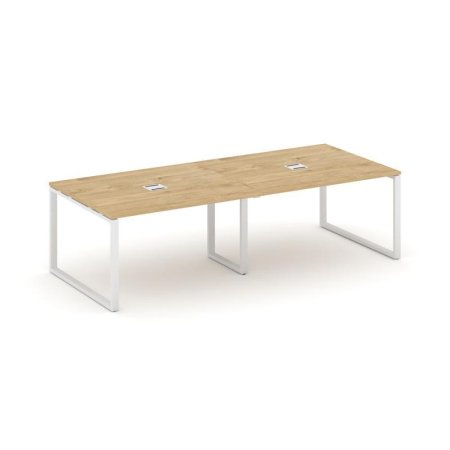 Стол переговорный SN-6O.SPRG-042 (2360х1180х750) (Тиквуд Светлый/Металл Белый)