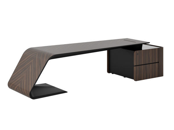 Стол письменный правый BUGATTI 266х90 (2660х900х760) (Эбеновое дерево M-EB-02C)