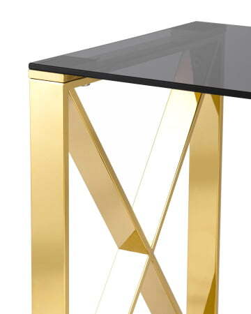Журнальный стол 40*40 КРОСС золото стекло smoke (Журнальный стол Кросс золотой)