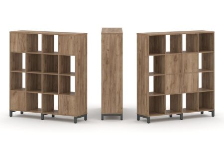 Набор стеллажа 2-х сторонний, 4 яруса SN.NSD-441 (1488х400х1615) (Дуб Табак/Металл Антрацит)