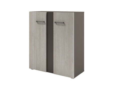 Стеллаж средний с дверьми Solution D-76 950x414x1096 (Акация Морава/Трюфель)