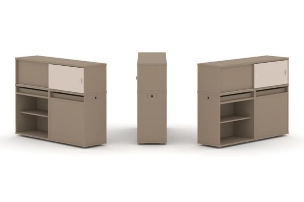 Тумба двойная + низкая надставка ES.NB.2N-13 (1500х410х1135) (Латте/Капучино)