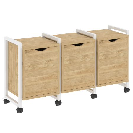 Тумба на колесных опорах наборная VR.L-TN-5.K 1440x460x767 (Тиквуд Светлый/Белый металл)