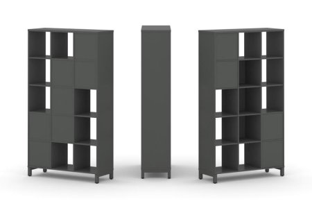 Набор стеллажа 1 сторонний, 5 ярусов SN.NS-531 (1121х400х1982) (Антрацит/Металл Антрацит)