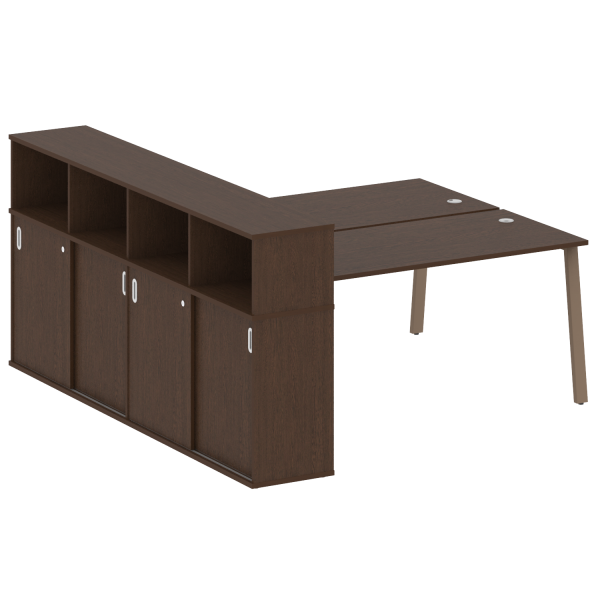 Рабочая станция с шкафом-купе на А-образном м/к Metal System Style БА.РС-СШК-4.4 Т 2010x2332x1098 (Венге Цаво/Мокко металл)
