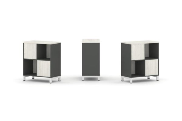 Набор стеллажа 2-х сторонний, 2 яруса SN.NSD-221 (754х400х881) (Антрацит/Дуб Наварра/Металл Белый)