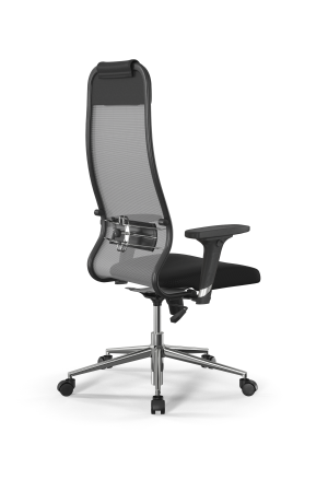 Кресло для руководителя Метта Sit 10 B1-111D - X2+UMF(X1) /Ub00/Wh00/D02P(M09.B23.G18.W01) (Светло-серый | Черный)