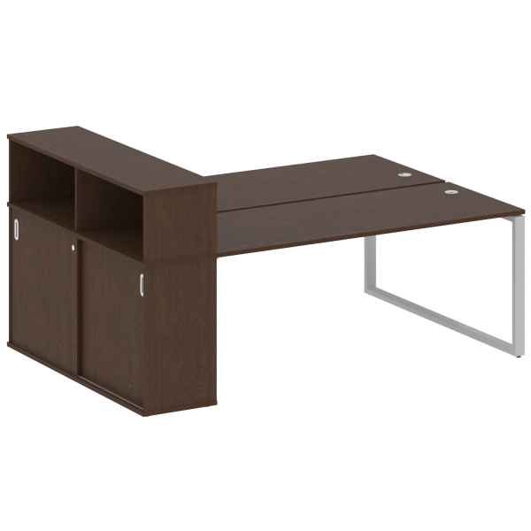 Рабочая станция с шкафом-купе на О-образном м/к Metal System Style БО.РС-СШК-2.5 Т 2210x1475x1098 (Венге Цаво/Серый металл)