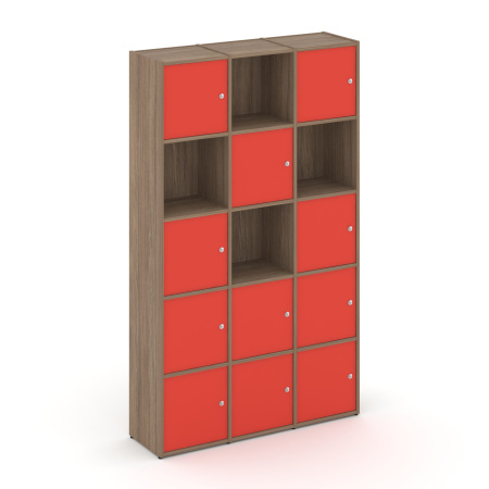 Стеллаж Locker Plus LK.K-009 1188x350x1983 (Дуб Аризона | Красный)