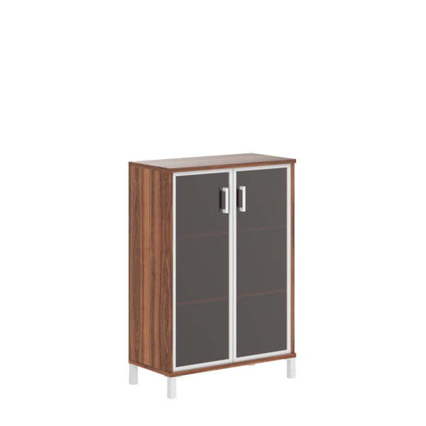 Шкаф 3 уровня, широкий, стекло в AL раме Born B-420.7 900x450x1286 (Орех Даллас)