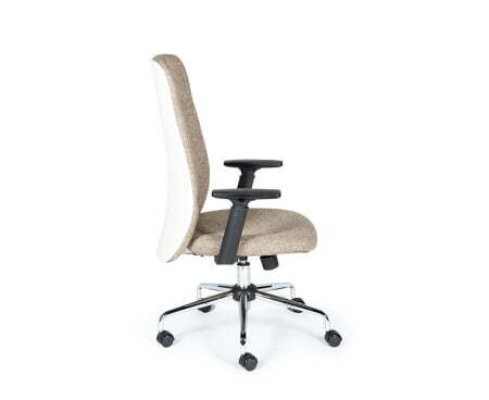 Милан / хром крестовина / черные подлокотники / бежевая ткань (Бежевый)