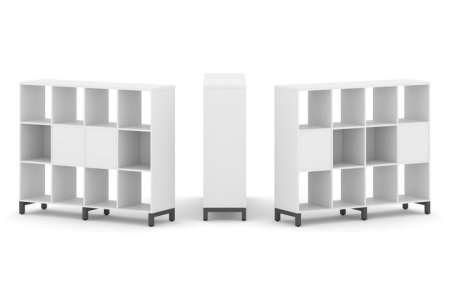 Набор стеллажа 2-х сторонний, 3 яруса SN.NSD-341 (1488х400х1248) (Белый/Металл Антрацит)