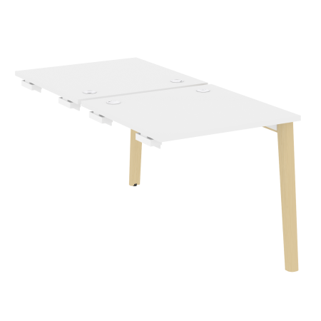 Стол-приставка двойной на деревянных опорах Onix Wood OW.D.SPR-0.8 780x1635x750 (Белый Бриллиант/Дуб Светлый)
