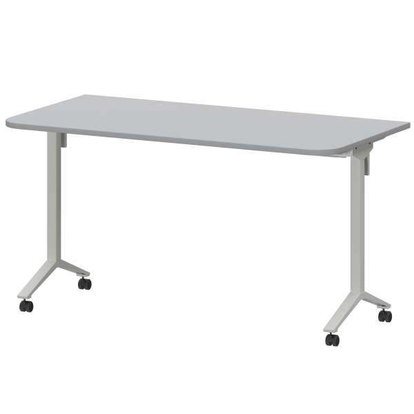 Стол мобильный складной радиусный Моби МБ22-140.70Р 1400x700x750 (Серый/Белый)