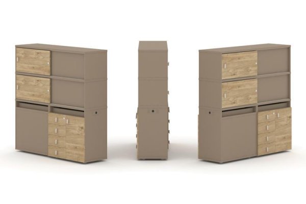 Тумба двойная + высокая надставка ES.NB.2V-25 (1500х410х1520) (Латте/Тиквуд Светлый)