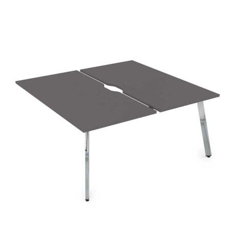 10БДКВ.268 Стол системы Бенч с вырезом, сдвоенный, на 2 рабочих места - конечный (1200x1235x750) (Graphit/Глянец металл)