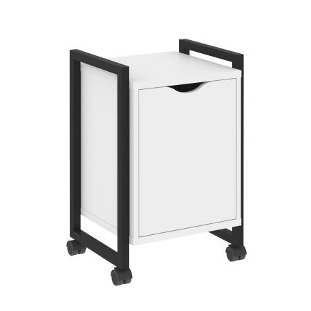 Тумба на колесных опорах с распашным фасадом VR.L-T2.K 500x460x767 (Белый Бриллиант/Черный металл)