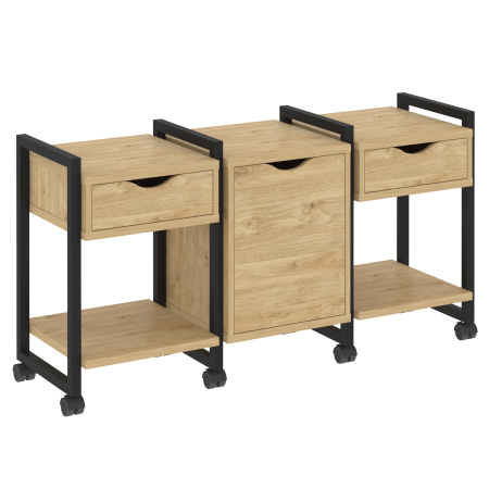 Тумба на колесных опорах наборная VR.L-TN-6.K 1440x460x767 (Тиквуд Светлый/Черный металл)